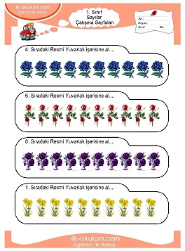 Çocuklar İçin Sayılar Çalışma Sayfaları 